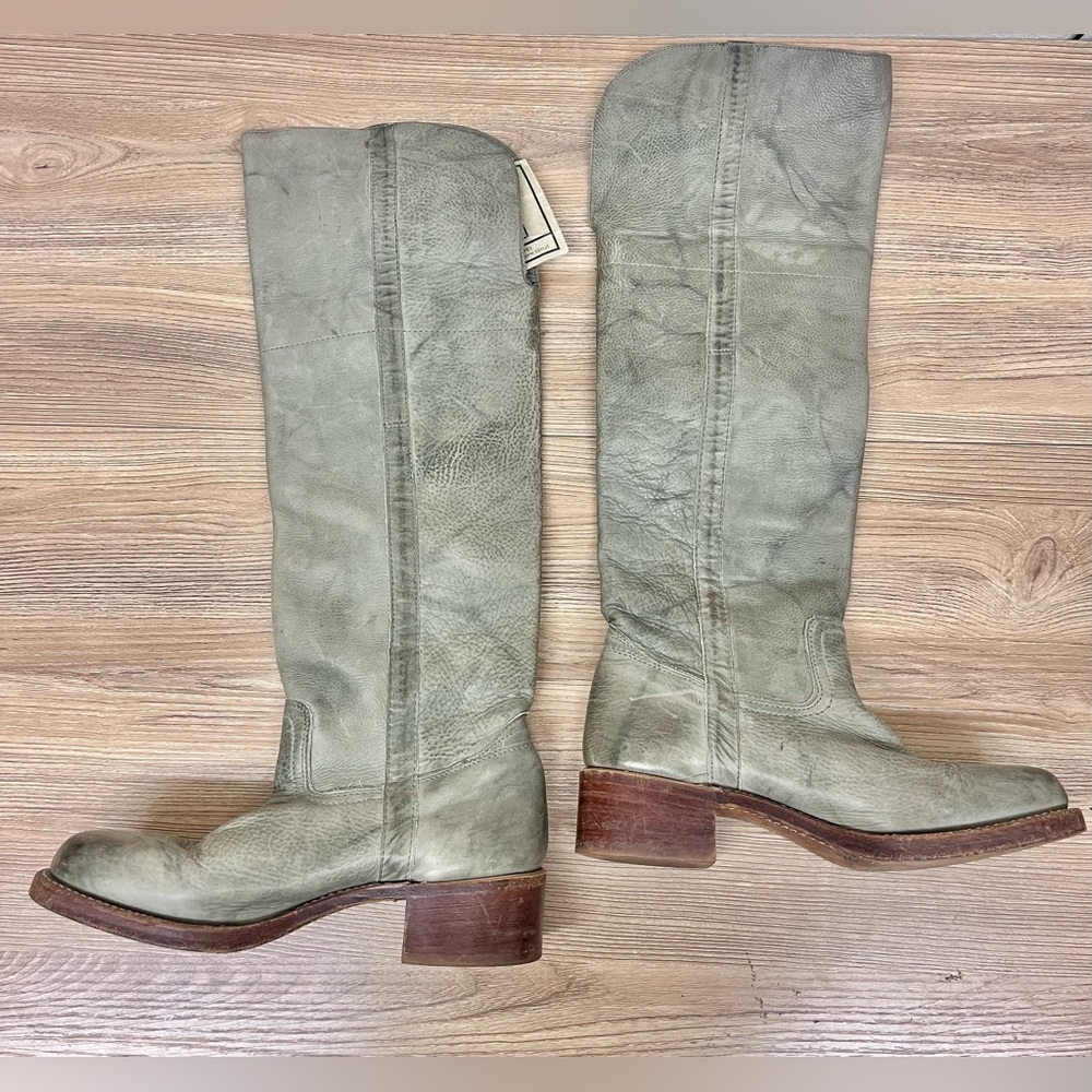 FRYE Over the Knee Tall Campus Boots RARE Blue Grey Size 9 - Picture 2 of 13